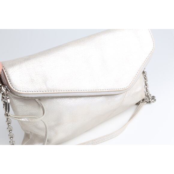 Hobo International Jessa Metallic Gray Leather Convertible Shoulder Bag Clutch - Picture 6 of 10